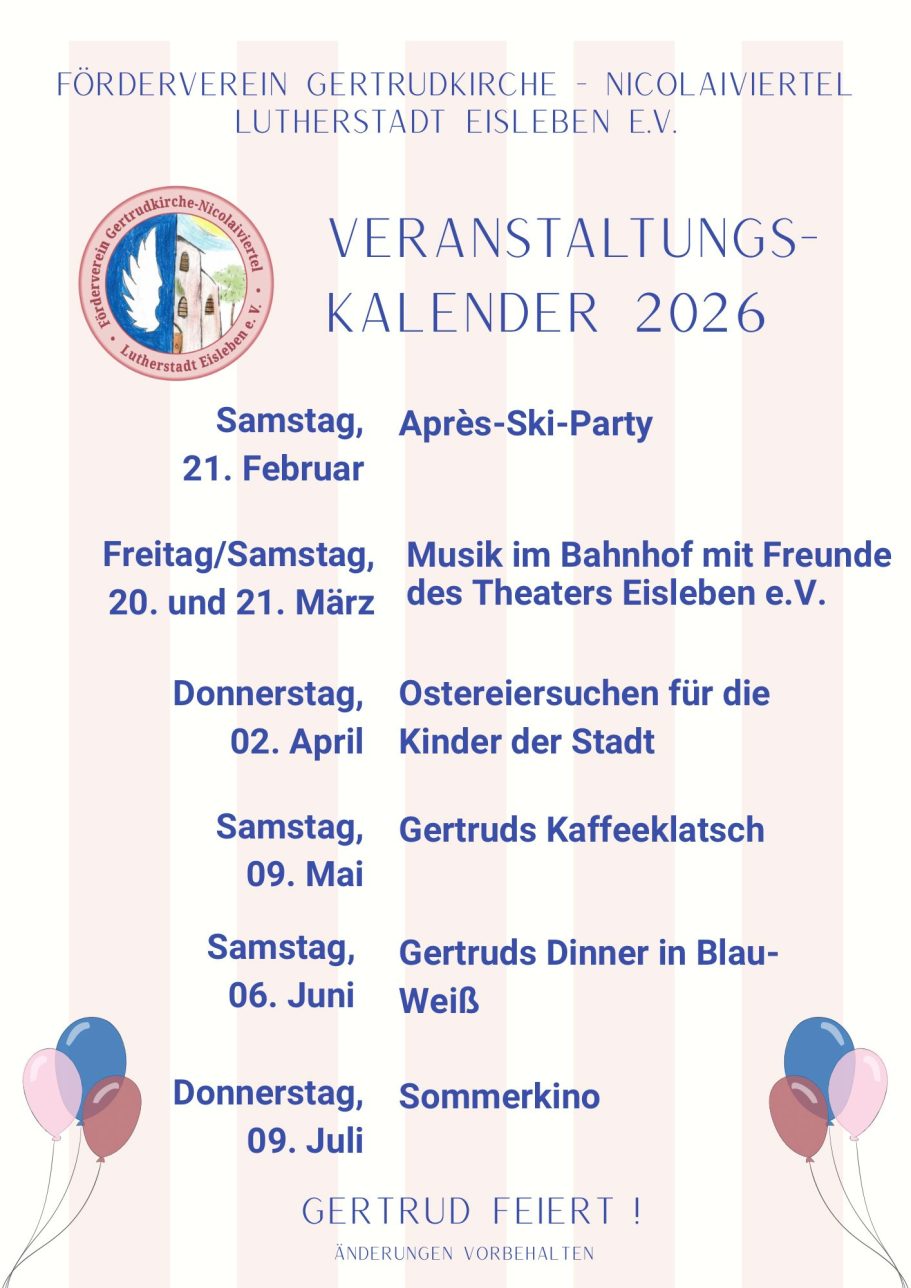 Veranstaltungskalener 2026