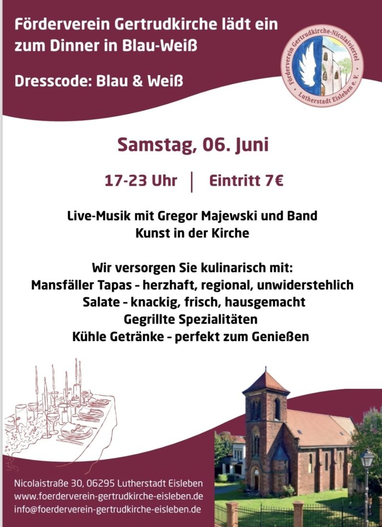 Gertruds Dinner in Blau/Weiß