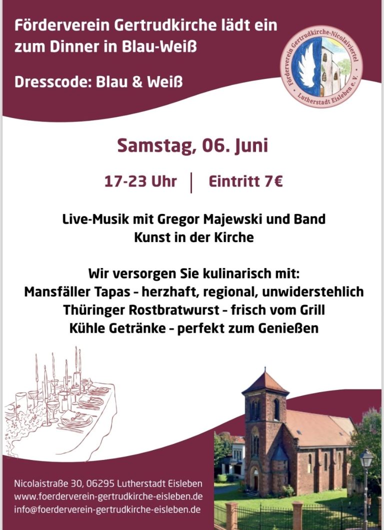 Gertruds Dinner in Blau/Weiß